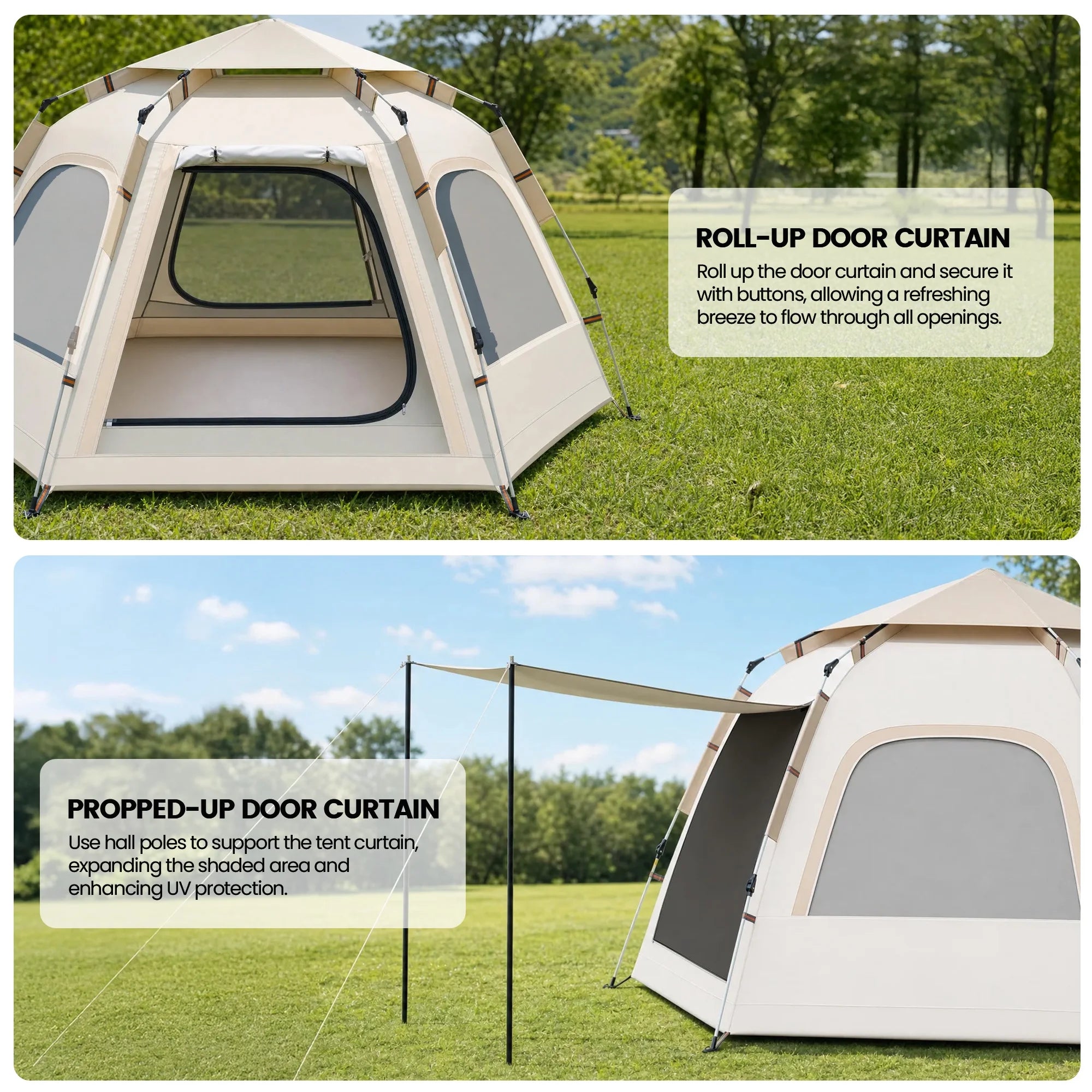 2-3 Person Camping Tent, Instant Pop up Tents for Camping- 60S Automatic Easy Setup Tent, Double-Layer Waterproof & Windproof Instant Tents for Hiking Backpacking