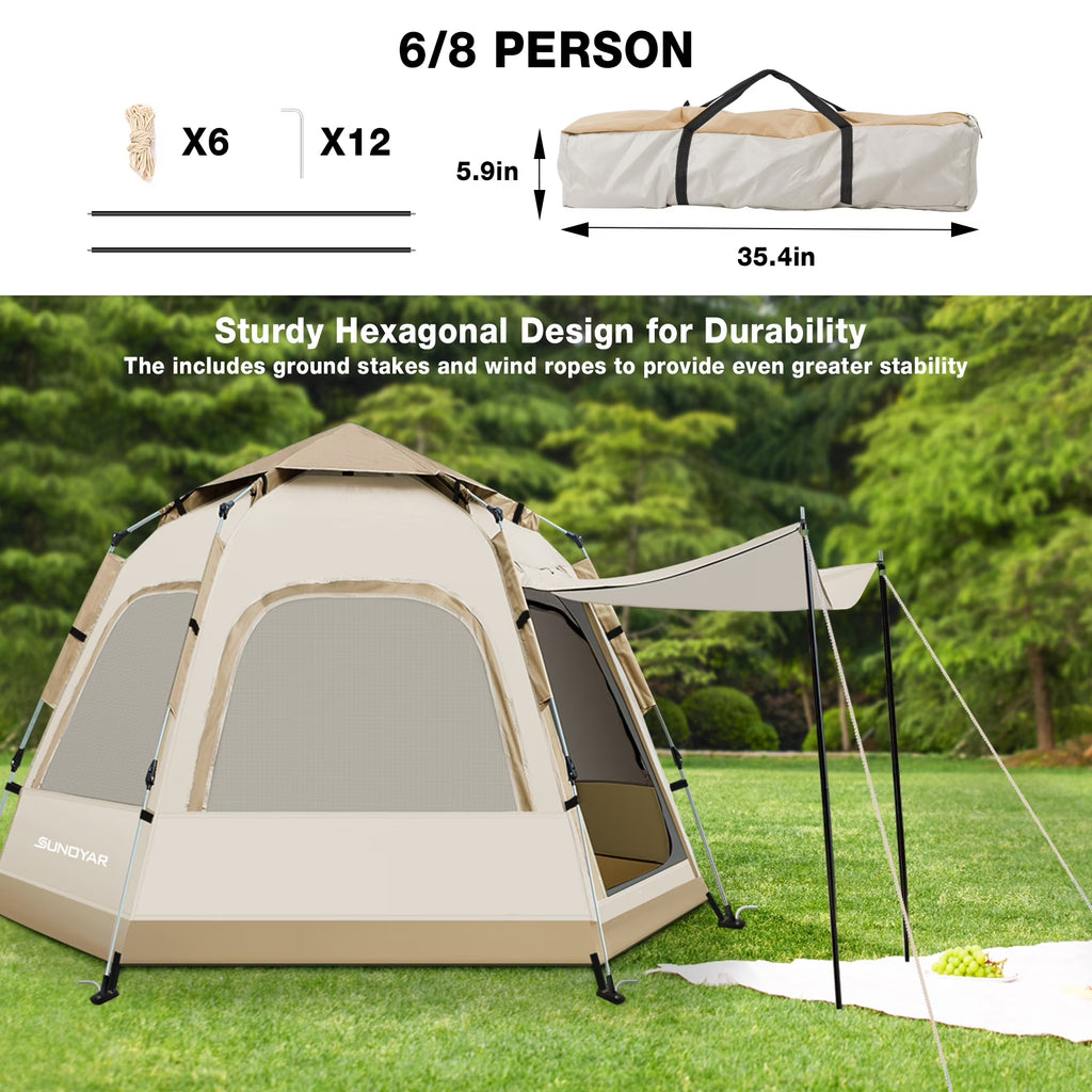 4-6 Person Tent for Camping, Camping Tent with Carry Bag, Instant Tent for Outdoor/Hiking/Traveling