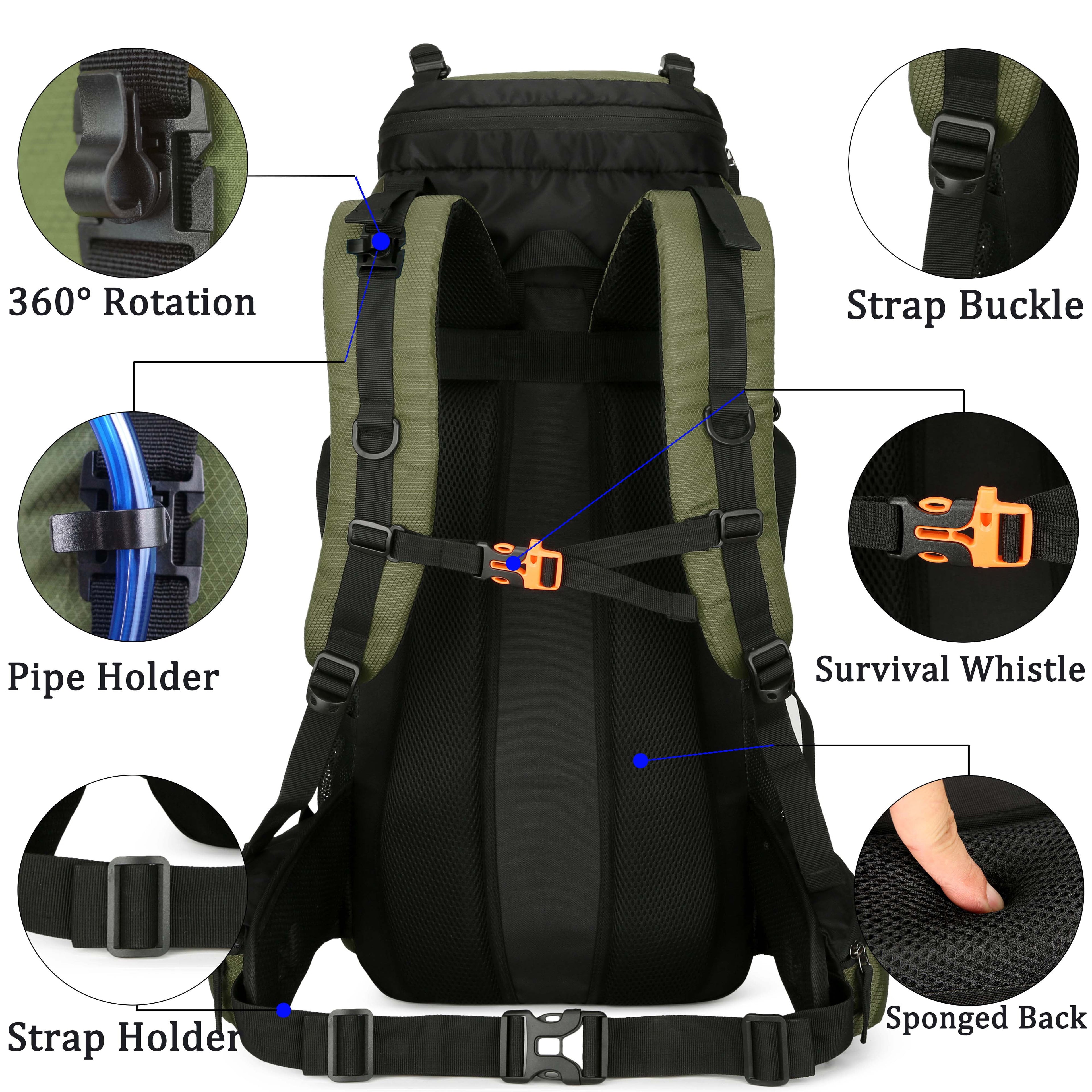 60L Travel Hiking Camping Backpack with Rain Cover,Backpack Water Resistant,Traveling Backpack for Men Women
