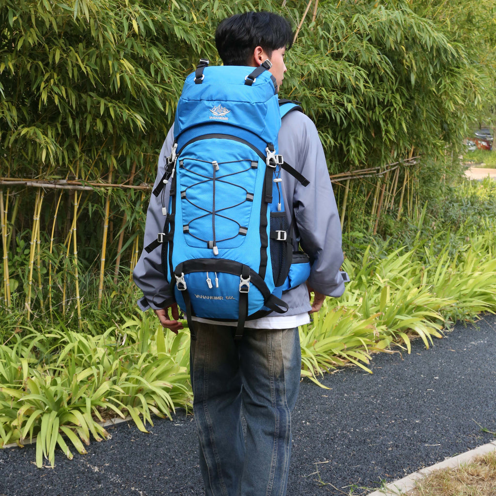 60L Travel Hiking Camping Backpack with Rain Cover, Backpack Water Resistant,Climbing Backpack for Men Women