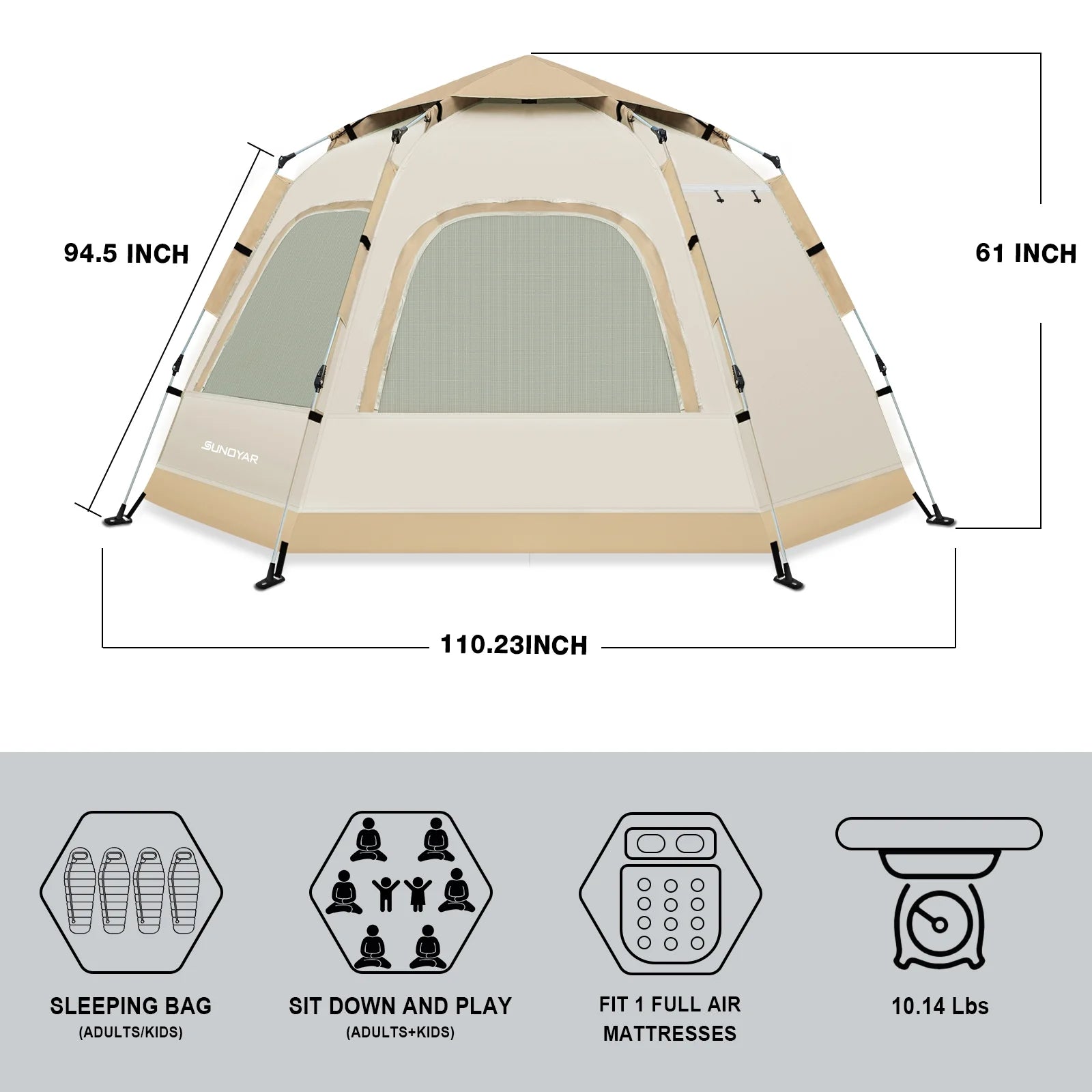 4-6 Person Tent for Camping, Camping Tent with Carry Bag, Instant Tent for Outdoor/Hiking/Traveling