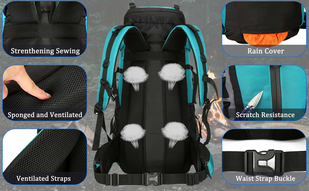 60L Travel Hiking Camping Backpack with Rain Cover,Backpack Water Resistant,Traveling Backpack for Men Women