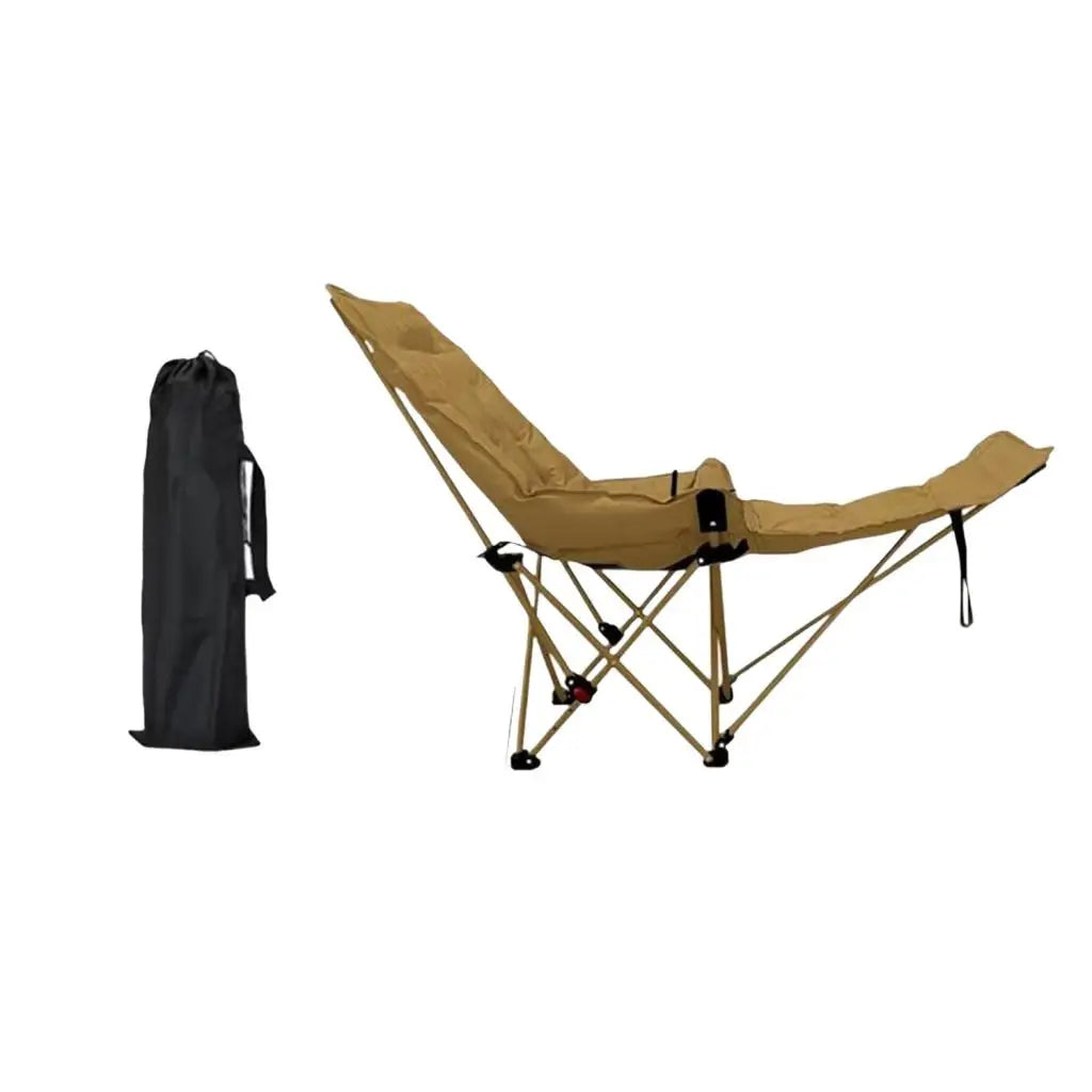 Reclining Camping Chair with Foot Rest Folding Lounge Chair Portable Adjustable Backrest for Outdoor Garden Park Lawn Fishing