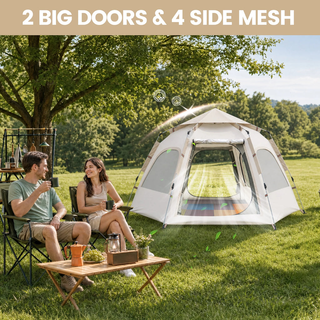 2-3 Person Camping Tent, Instant Pop up Tents for Camping- 60S Automatic Easy Setup Tent, Double-Layer Waterproof & Windproof Instant Tents for Hiking Backpacking