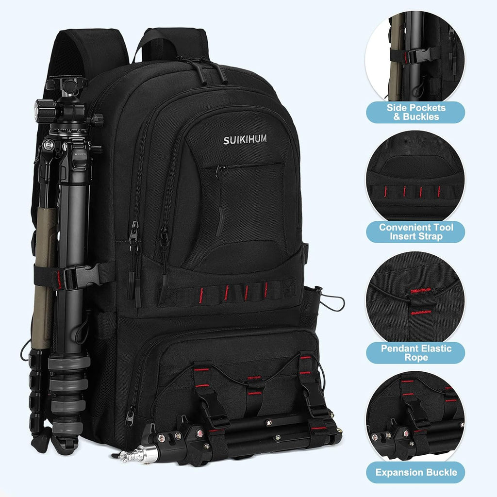 40L Hiking Backpack for Men Women, Expandable Travel Backpack for Camping, Waterproof Outdoor Hiking Daypack with USB A/C Port, Black, Medium