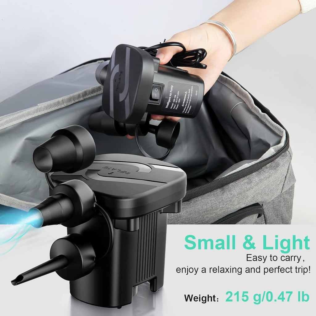 MAACOULD Electric Air Pump for Inflatables with 3 Nozzles | Portable, Easy to Use, Inflatable for Beds, Mattress, Pool Floats, Inflatable Pool, Snow Sled, AC110-120V