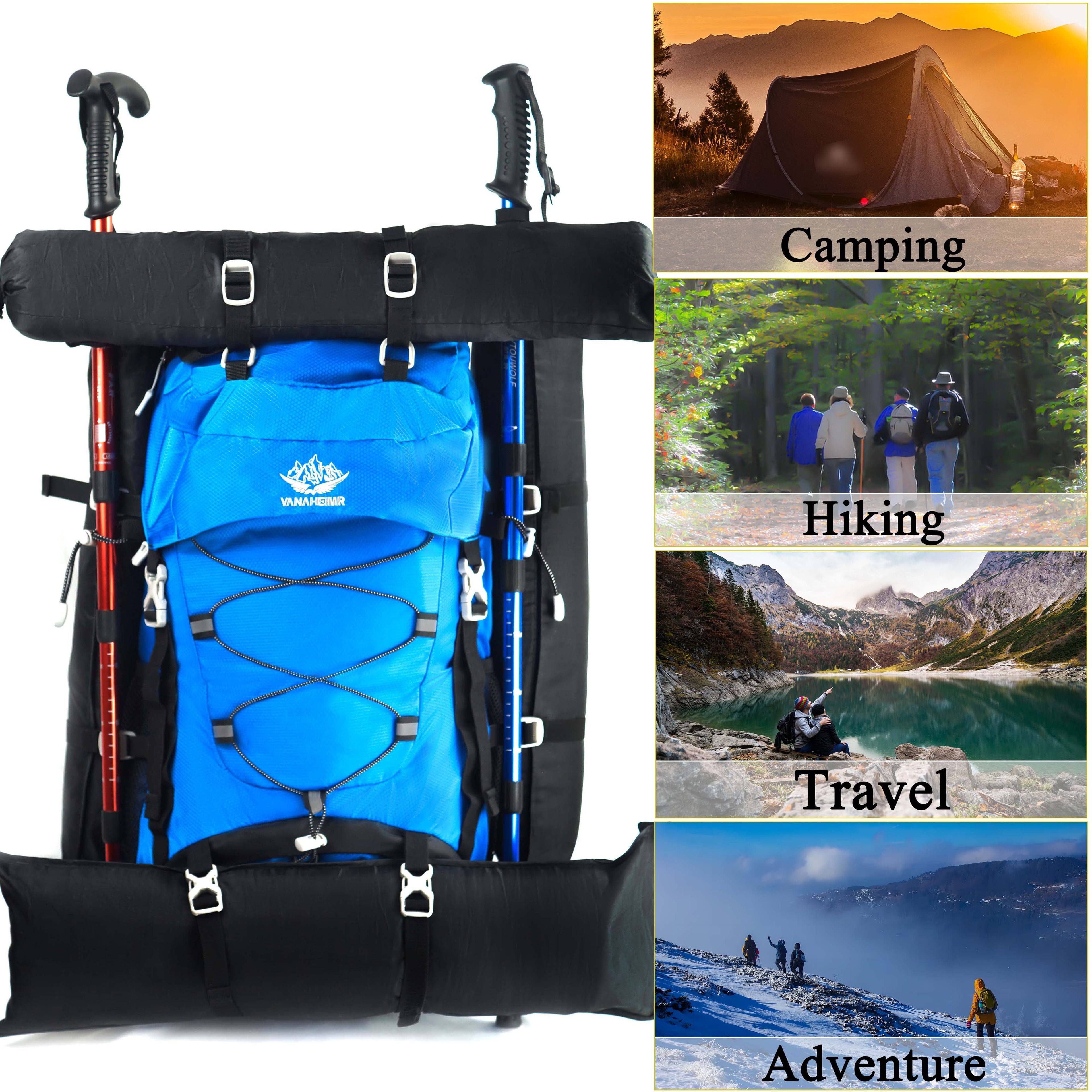 60L Travel Hiking Camping Backpack with Rain Cover, Backpack Water Resistant,Climbing Backpack for Men Women