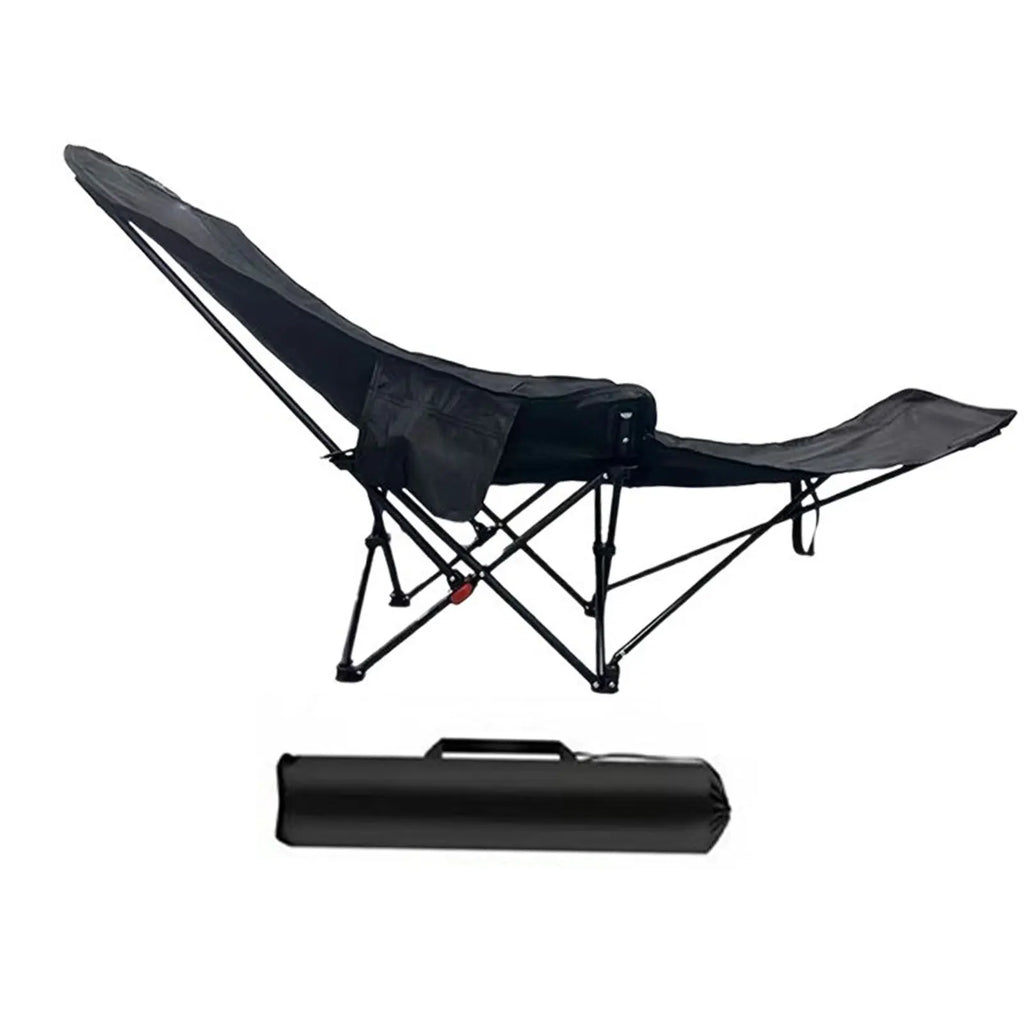 Reclining Camping Chair with Foot Rest Folding Lounge Chair Portable Adjustable Backrest for Outdoor Garden Park Lawn Fishing