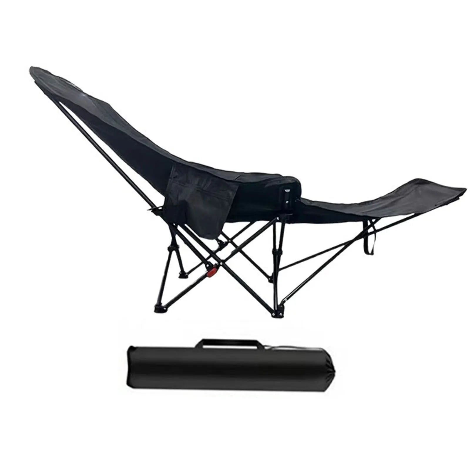Reclining Camping Chair with Foot Rest Folding Lounge Chair Portable Adjustable Backrest for Outdoor Garden Park Lawn Fishing