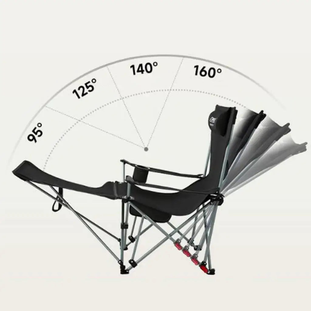 Reclining Camping Chair with Foot Rest Folding Lounge Chair Portable Adjustable Backrest for Outdoor Garden Park Lawn Fishing
