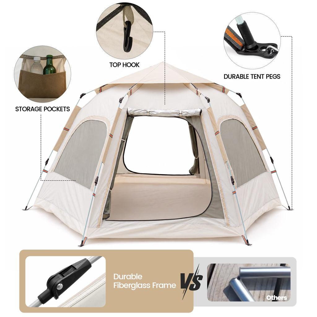 2-3 Person Camping Tent, Instant Pop up Tents for Camping- 60S Automatic Easy Setup Tent, Double-Layer Waterproof & Windproof Instant Tents for Hiking Backpacking