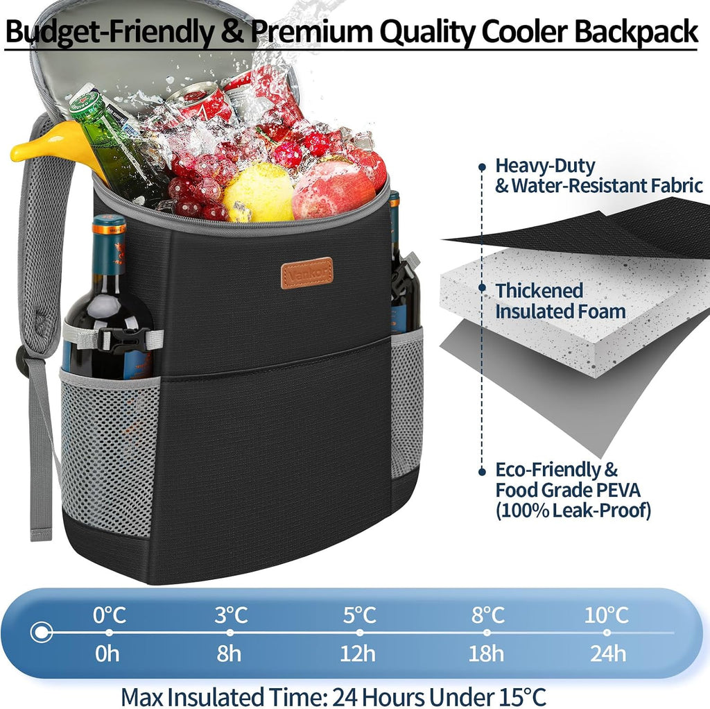 Camping Cooler Backpack 30 45 Cans, Soft Backpack Coolers Insulated Leak Proof Travel Cooler Bag Waterproof Lunch Picnic Beach Work Trip Thermal Bag Drink Beverage Beer Bag Cooler
