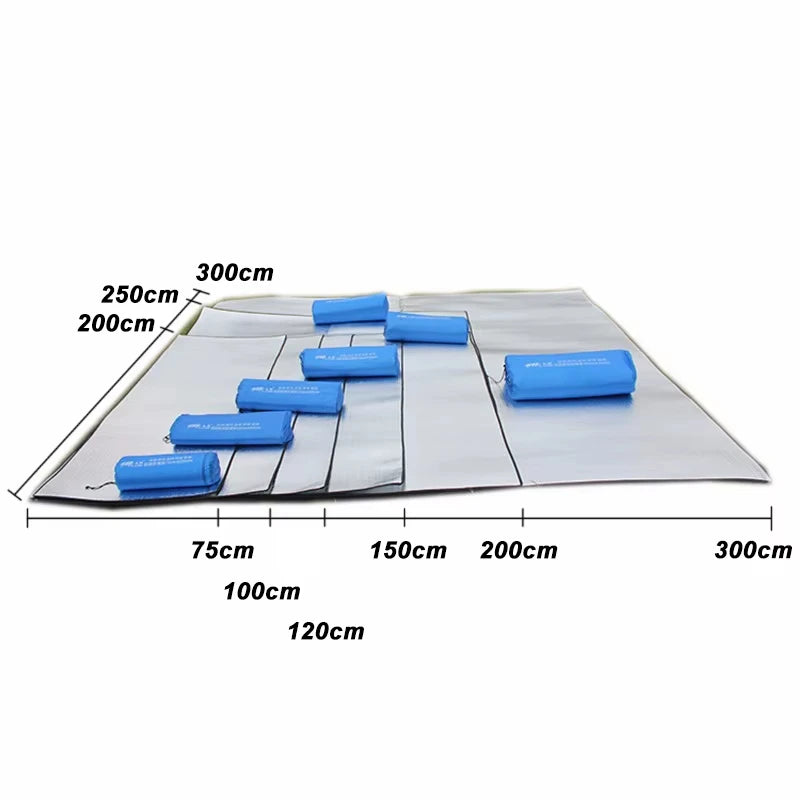 Two-Sided Camping Silver Mat Aluminum Mat Blanket Foam Pad Insulating Foil Mat Sleeping Tent Pad Reflecting Heat for Outdoor