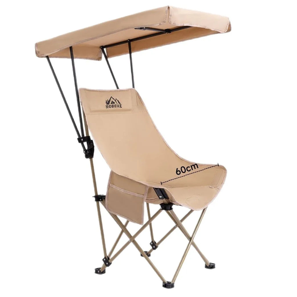 Outdoor Folding Chair with Umbrella High Back Moon Chair Shade with Ceiling Portable Fishing Camping Beach Chair