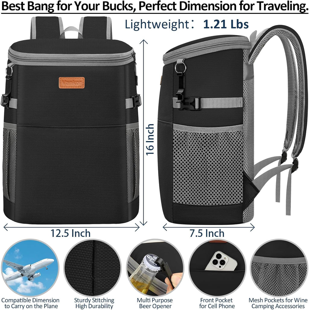 Camping Cooler Backpack 30 45 Cans, Soft Backpack Coolers Insulated Leak Proof Travel Cooler Bag Waterproof Lunch Picnic Beach Work Trip Thermal Bag Drink Beverage Beer Bag Cooler
