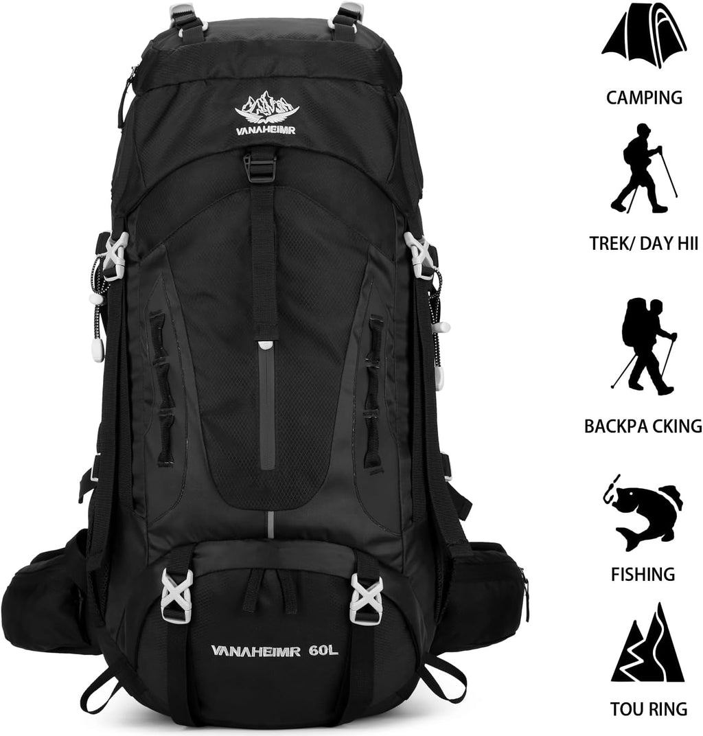 50L Hiking Backpack Men Camping Backpack with Rain Cover 45L+5L Lightweight Backpacking Backpack Travel Backpack
