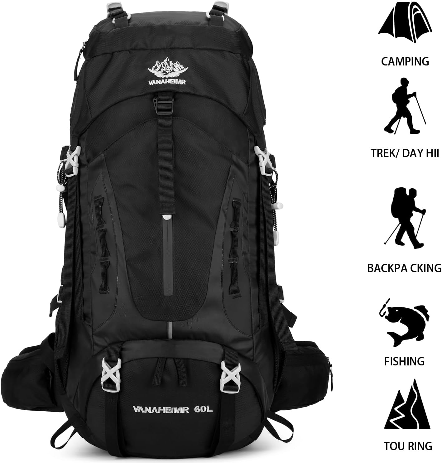 50L Hiking Backpack Men Camping Backpack with Rain Cover 45L+5L Lightweight Backpacking Backpack Travel Backpack