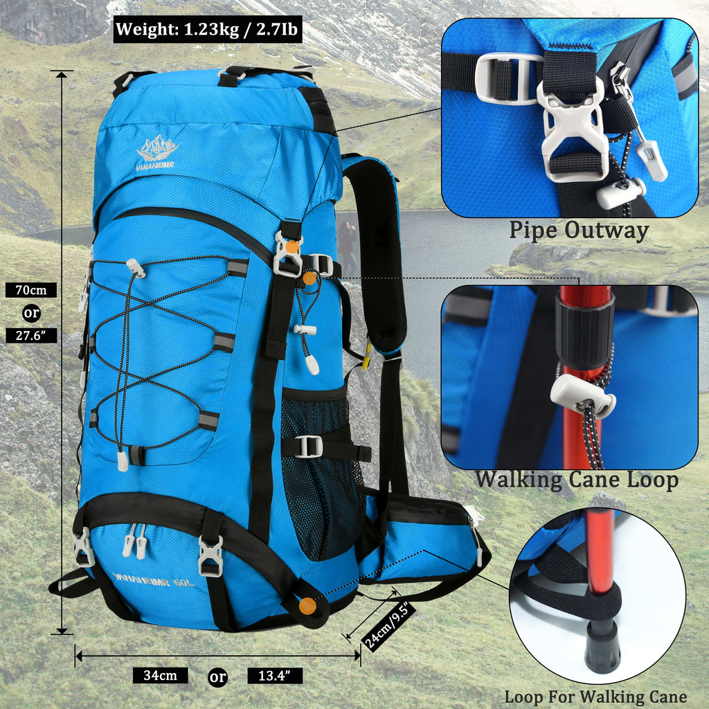 60L Travel Hiking Camping Backpack with Rain Cover, Backpack Water Resistant,Climbing Backpack for Men Women