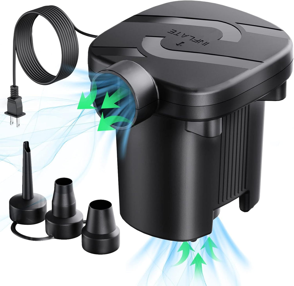 MAACOULD Electric Air Pump for Inflatables with 3 Nozzles | Portable, Easy to Use, Inflatable for Beds, Mattress, Pool Floats, Inflatable Pool, Snow Sled, AC110-120V