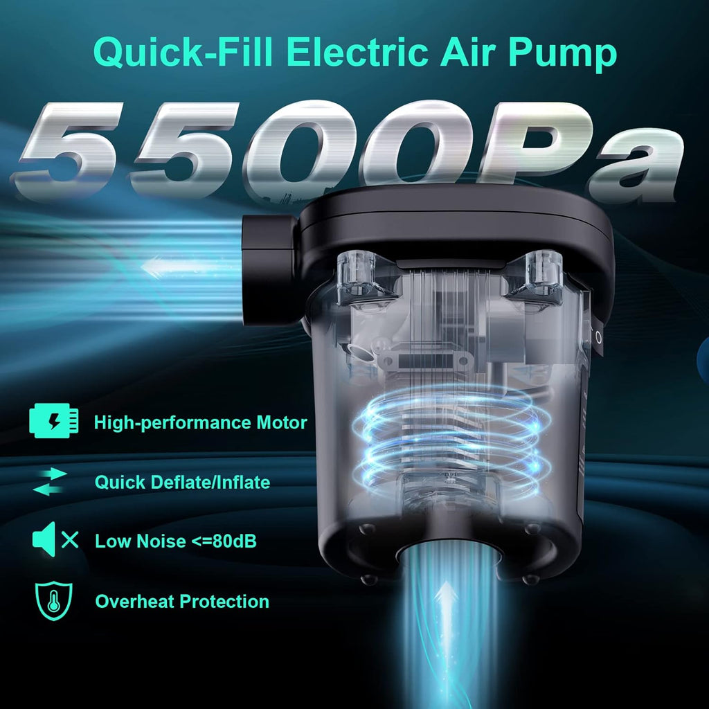 MAACOULD Electric Air Pump for Inflatables with 3 Nozzles | Portable, Easy to Use, Inflatable for Beds, Mattress, Pool Floats, Inflatable Pool, Snow Sled, AC110-120V