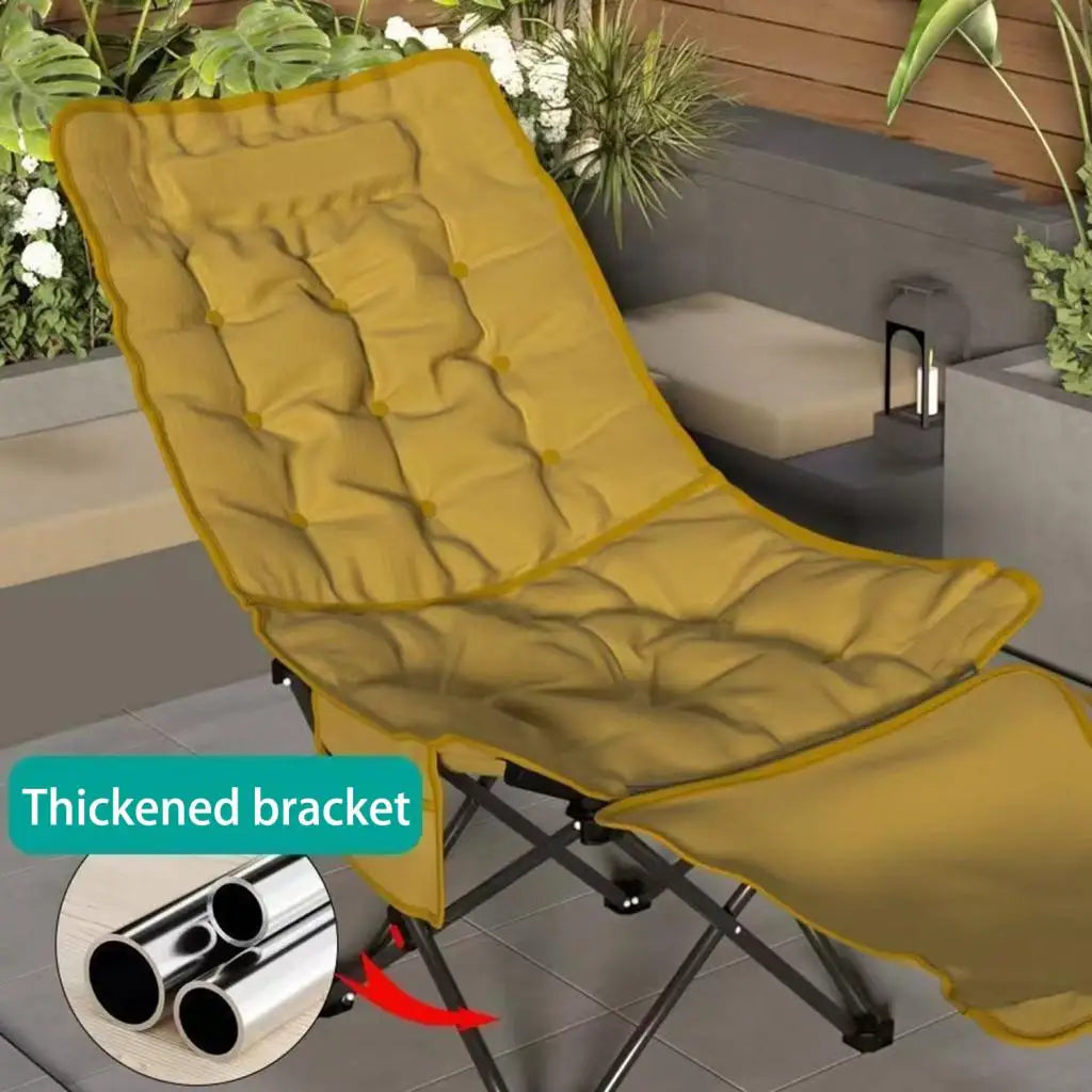 Reclining Camping Chair with Foot Rest Folding Lounge Chair Portable Adjustable Backrest for Outdoor Garden Park Lawn Fishing