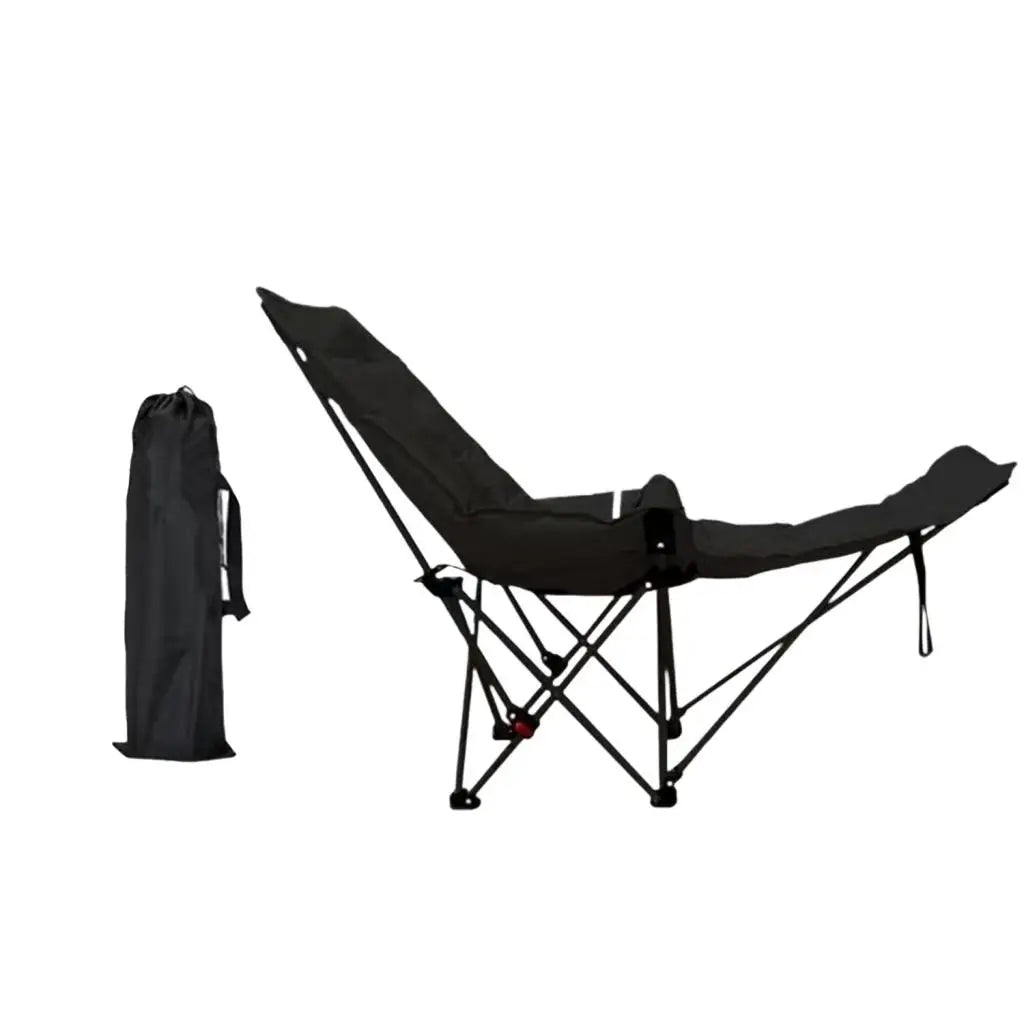 Reclining Camping Chair with Foot Rest Folding Lounge Chair Portable Adjustable Backrest for Outdoor Garden Park Lawn Fishing