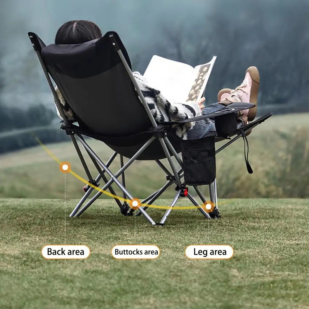 Reclining Camping Chair with Foot Rest Folding Lounge Chair Portable Adjustable Backrest for Outdoor Garden Park Lawn Fishing